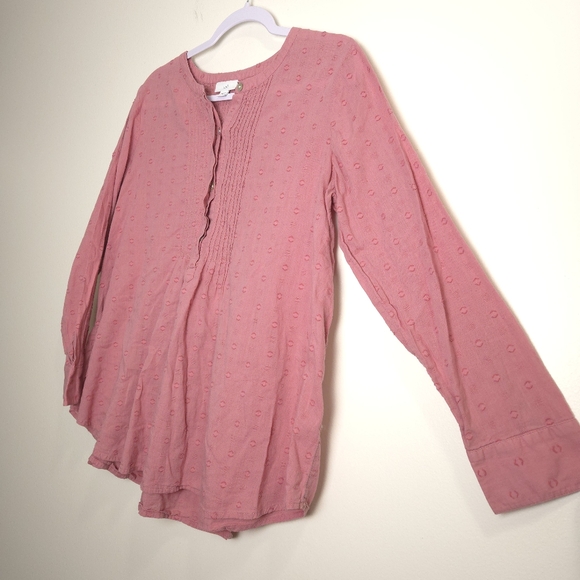 J.JILL‎ Swissdot Popover Roundneck Babydoll Mauve Pink Blouse Mp - Picture 5 of 8